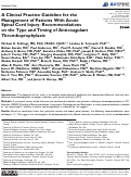Cover page: A Clinical Practice Guideline for the Management of Patients With Acute Spinal Cord Injury: Recommendations on the Type and Timing of Anticoagulant Thromboprophylaxis
