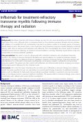 Cover page: Infliximab for treatment-refractory transverse myelitis following immune therapy and radiation