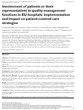 Cover page: Involvement of patients or their representatives in quality management functions in EU hospitals: implementation and impact on patient-centred care strategies