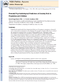 Cover page: Prenatal psychobiological predictors of anxiety risk in preadolescent children