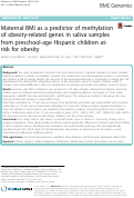 Cover page: Maternal BMI as a predictor of methylation of obesity-related genes in saliva samples from preschool-age Hispanic children at-risk for obesity
