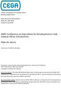 Cover page: AERC Conference on Agriculture for Development in Sub-Saharan Africa: Introduction.