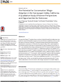 Cover page: The Potential for Conservation Tillage Adoption in the San Joaquin Valley, California: A Qualitative Study of Farmer Perspectives and Opportunities for Extension