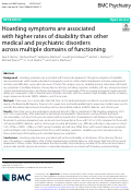 Cover page: Hoarding symptoms are associated with higher rates of disability than other medical and psychiatric disorders across multiple domains of functioning.