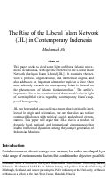 Cover page: The Rise of the Liberal Islam Network (JIL) in Contemporary Indonesia