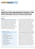 Cover page: Habitat Use by Breeding Waterbirds in Relation to Tidal Marsh Restoration in the San Francisco Bay Estuary