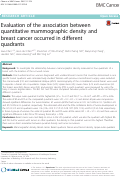 Cover page: Evaluation of the association between quantitative mammographic density and breast cancer occurred in different quadrants