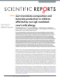 Cover page: Gut microbiota composition and butyrate production in children affected by non-IgE-mediated cow’s milk allergy