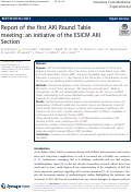 Cover page: Report of the first AKI Round Table meeting: an initiative of the ESICM AKI Section