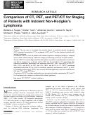 Cover page: Comparison of CT, PET, and PET/CT for Staging of Patients with Indolent Non-Hodgkin’s Lymphoma