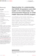 Cover page: Opportunities for understanding the COVID-19 pandemic and child health in the United States: the Environmental influences on Child Health Outcomes (ECHO) program