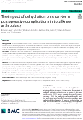 Cover page: The impact of dehydration on short-term postoperative complications in total knee arthroplasty.