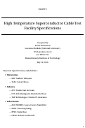 Cover page of High Temperature Superconductor Cable Test Facility Specifications