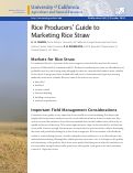 Cover page: Rice Producers' Guide to Marketing Rice Straw