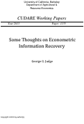 Cover page: Some Thoughts on Econometric Information Recovery