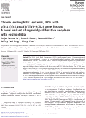 Cover page: Chronic eosinophilic leukemia, NOS with t(5;12)(q31;p13)/ETV6-ACSL6 gene fusion: A novel variant of myeloid proliferative neoplasm with eosinophilia