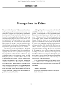 Cover page: A Message from the Editor