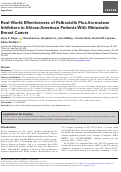Cover page: Real-World Effectiveness of Palbociclib Plus Aromatase Inhibitors in African American Patients With Metastatic Breast Cancer.
