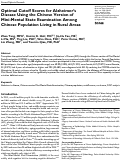 Cover page: Optimal Cutoff Scores for Alzheimers Disease Using the Chinese Version of Mini-Mental State Examination Among Chinese Population Living in Rural Areas.