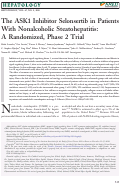 Cover page: The ASK1 inhibitor selonsertib in patients with nonalcoholic steatohepatitis: A randomized, phase 2 trial