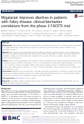 Cover page: Migalastat improves diarrhea in patients with Fabry disease: clinical-biomarker correlations from the phase 3 FACETS trial