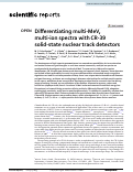Cover page: Differentiating multi-MeV, multi-ion spectra with CR-39 solid-state nuclear track detectors.