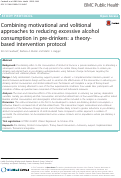 Cover page: Combining motivational and volitional approaches to reducing excessive alcohol consumption in pre-drinkers: a theory-based intervention protocol