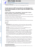 Cover page: In-utero exposure to DDT and pyrethroids and child behavioral and emotional problems at 2 years of age in the VHEMBE cohort, South Africa