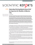 Cover page: Saturday Driving Restrictions Fail to Improve Air Quality in Mexico City