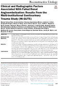 Cover page: Clinical and Radiographic Factors Associated With Failed Renal Angioembolization: Results From the Multi-institutional Genitourinary Trauma Study (Mi-GUTS)