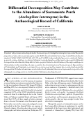 Cover page: Differential Decomposition May Contribute to the Abundance of Sacramento Perch (Archoplites interruptus) in the Archaeological Record of California