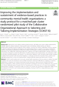 Cover page: Improving the implementation and sustainment of evidence-based practices in community mental health organizations: a study protocol for a matched-pair cluster randomized pilot study of the Collaborative Organizational Approach to Selecting and Tailoring Implementation Strategies (COAST-IS)