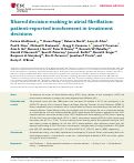Cover page: Shared decision-making in atrial fibrillation: patient-reported involvement in treatment decisions.