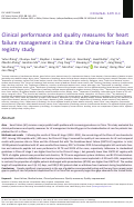 Cover page: Clinical performance and quality measures for heart failure management in China: the China‐Heart Failure registry study
