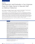 Cover page: Development and Evaluation of an Intensive Care Unit Video Series to Educate Staff on Delirium Detection.