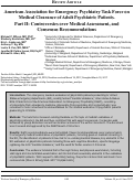 Cover page: American Association for Emergency Psychiatry Task Force on Medical Clearance of Adult Psychiatric Patients. Part II: Controversies over Medical Assessment, and Consensus Recommendations