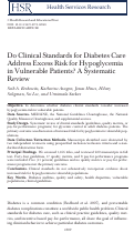 Cover page: Do Clinical Standards for Diabetes Care Address Excess Risk for Hypoglycemia in Vulnerable Patients? A Systematic Review