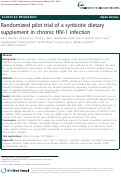 Cover page: Randomized Pilot Trial of a Synbiotic Dietary Supplement in Chronic HIV-1 Infection
