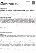 Cover page: Military Generation and Its Relationship to Mortality in Women Veterans in the Women’s Health Initiative