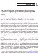 Cover page: Small-quantity lipid-based nutrient supplements for children age 6-24 months: a systematic review and individual participant data meta-analysis of effects on developmental outcomes and effect modifiers.