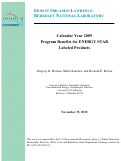 Cover page: Calendar Year 2009 Program Benefits for ENERGY STAR Labeled Products