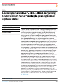 Cover page: Locoregional delivery of IL-13Rα2-targeting CAR-T cells in recurrent high-grade glioma: a phase 1 trial