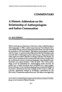 Cover page: A Historic Addendum on the Relationship of Anthropologists and Indian Communities