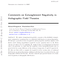 Cover page: Comments on entanglement negativity in holographic field theories