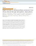 Cover page: Rapid increase in dichloromethane emissions from China inferred through atmospheric observations