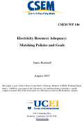 Cover page: Electricity Resource Adequacy: Matching Policies and Goals