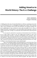 Cover page: Adding America to World History: The K-12 Challenge