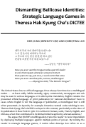 Cover page: Dismantling Bellicose Identities: Strategic Language Games in Theresa Hak Kyung Cha’s <em>DICTEE</em>