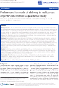 Cover page: Preferences for mode of delivery in nulliparous Argentinean women: a qualitative study