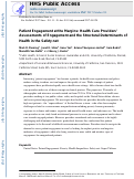 Cover page: Patient engagement at the margins: Health care providers' assessments of engagement and the structural determinants of health in the safety-net
